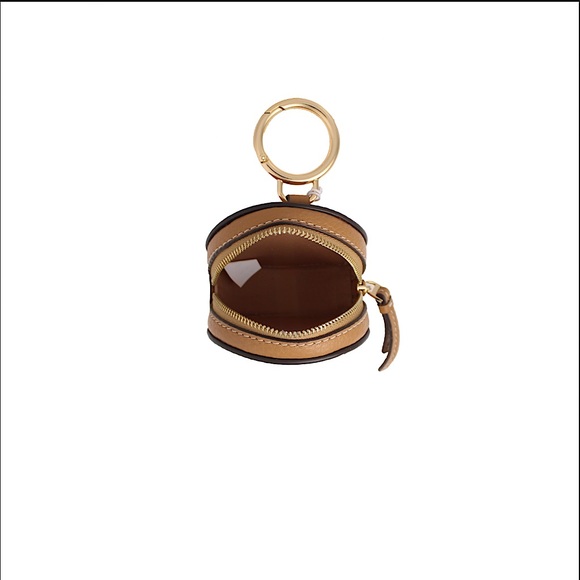 Tory Burch Thea Coin Pouch Keychain In Tiramisu Brown - Picture 3 of 4
